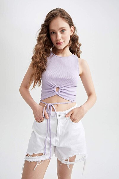 DeFacto Coool Fitted Crew Neck Lace-Up Undershirt Y0761Az22Sm