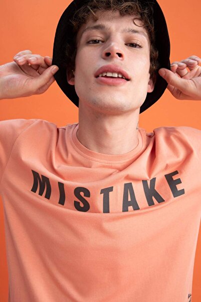 DeFacto Μπλουζάκι με κανονική εφαρμογή Crew λαιμόκοψη από βαμβακερό χτενισμένο βαμβακερό μπλουζάκι X4382AZ22SM