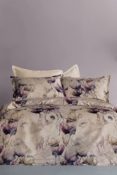 İssimo Home İssimo Home - Set de husă de pilota dublă din satin de bumbac imprimat digital Viola, 210 TC