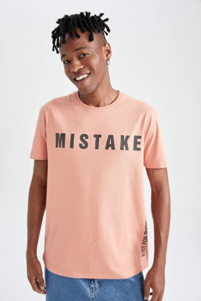 DeFacto Μπλουζάκι με κανονική εφαρμογή Crew λαιμόκοψη από βαμβακερό χτενισμένο βαμβακερό μπλουζάκι X4382AZ22SM