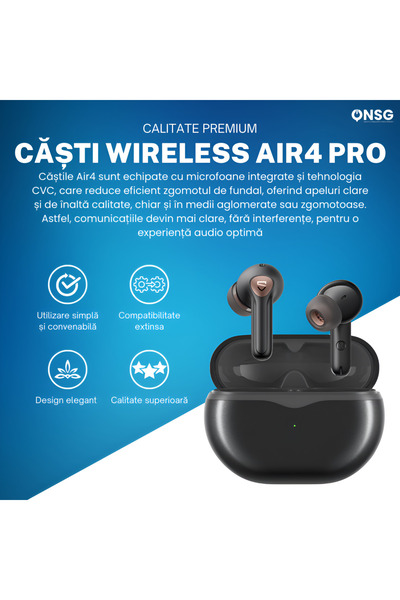 SoundPEATS Air4 Pro Wireless Headphones , Black