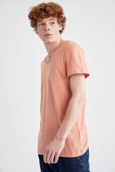 DeFacto Slim Fit V Yaka Basic Kısa Kollu %100 Pamuk Tişört M4791AZ22SP