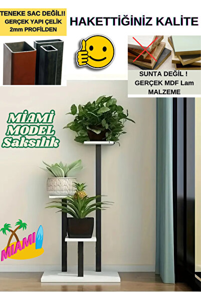 KL HOME Miami Model-3katlı Metal Saksı Çiçek Bitki Saksı Standı- Ev Salon Bal...