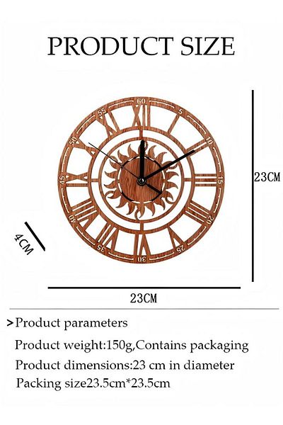 fun zone Sun Roman Retro Digital Creative Wooden Tree Unique Wall Clock
