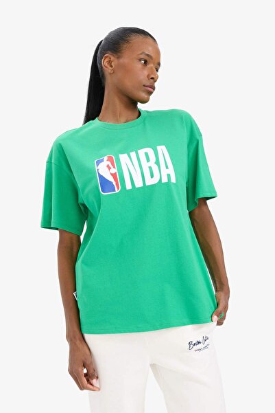 DeFacto DeFactoFit NBA Wordmark Oversize Μπλουζάκι με κοντό μανίκι με φαρδύ λαιμόκοψη X2993AZ22SM