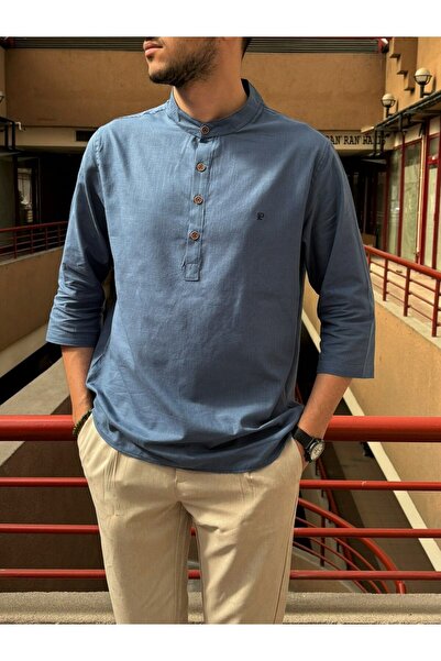 inpool Ανδρικό, κανονική εφαρμογή, γιακάς, βαμβακερό, λινό πουκάμισο 24INPG07