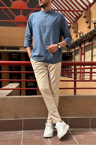 inpool Ανδρικό, κανονική εφαρμογή, γιακάς, βαμβακερό, λινό πουκάμισο 24INPG07