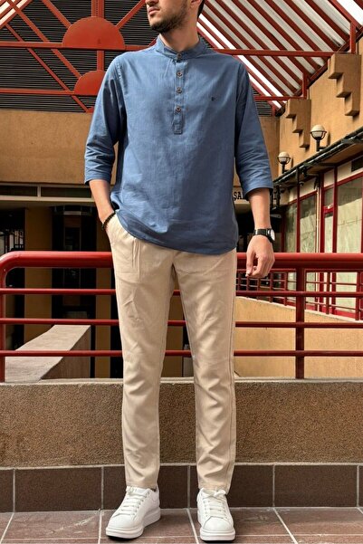 inpool Ανδρικό, κανονική εφαρμογή, γιακάς, βαμβακερό, λινό πουκάμισο 24INPG07