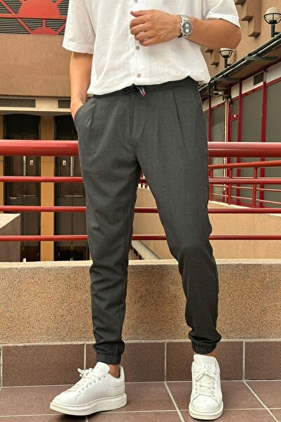 inpool Stretchy Slim Fit Jogger Pants - Old Money Culture με πλισέ και ελαστικό στη μέση 24INP199D