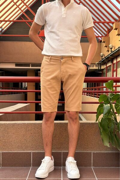 inpool Ανδρικό κεντημένο βαμβακερό σορτς Slim Fit - 24INP278