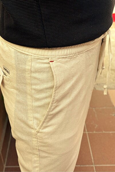 inpool Ανδρικό, δαντέλα στη μέση, λάστιχο, Παλιά χρήματα, Βαμβακερό, λινό υφαντό σορτς 24INP282