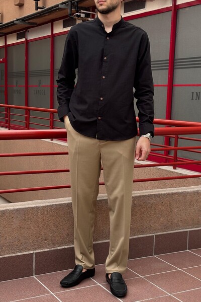 inpool Чоловіча сорочка, облягаючий крій, вузький комір, стиль «old money culture», бавовняна тканина, лляна тканина 24INPG09