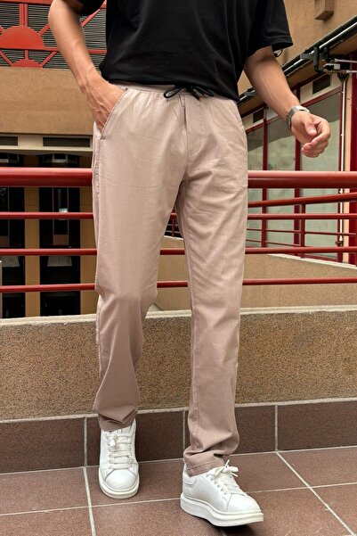 inpool Ανδρικό Old Money Culture Βαμβακερό υφαντό παντελόνι καλοκαιριού-άνοιξης 290, ελαστική μέση