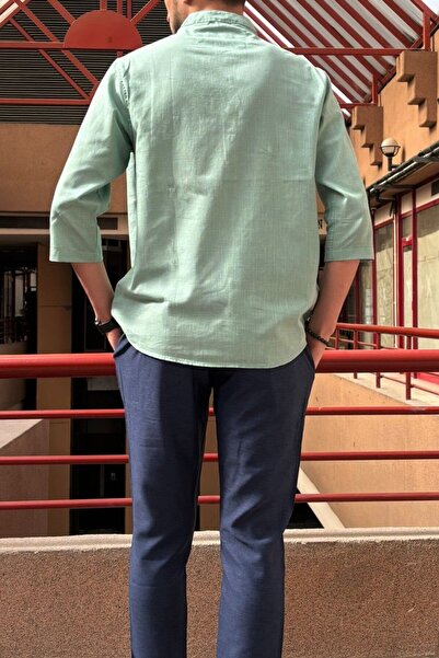 inpool Ανδρικό, κανονική εφαρμογή, γιακάς, βαμβακερό, λινό πουκάμισο 24INPG07