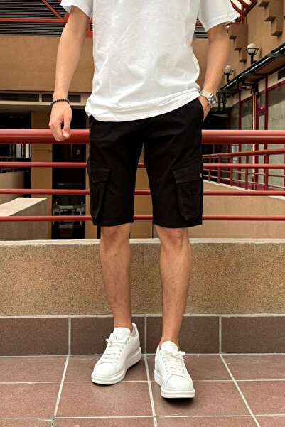 inpool Καλοκαιρινό ελαστικό βαμβακερό ανδρικό σορτς Gabardine - Cargo Pocket, 24ınp161