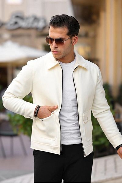 inpool Men's, Seasonal, Old Money, Shirt Collar, Pocket Detail, Stamp, Jacket