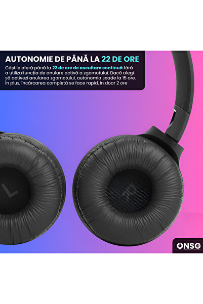 JBL Căști wireless Tune 510 Bt Over-ear, anulare zgomot, bas pur, Bluetooth, negre