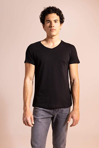 DeFacto Slim Fit V Yaka Basic Kısa Kollu %100 Pamuk Tişört M4791AZ22SP