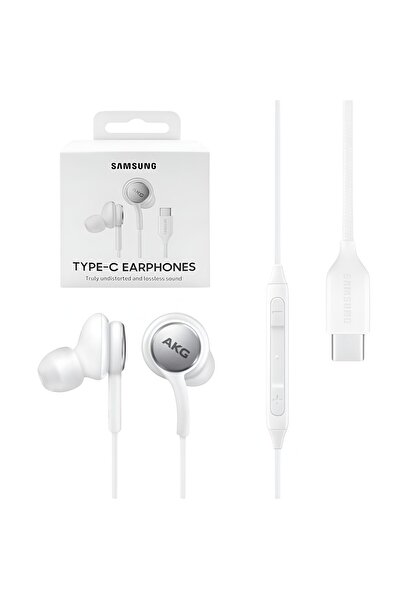 Samsung Usb-c Headphones Eo-ic100, Akg Sound, Dual-way Speakers, Microphone, White
