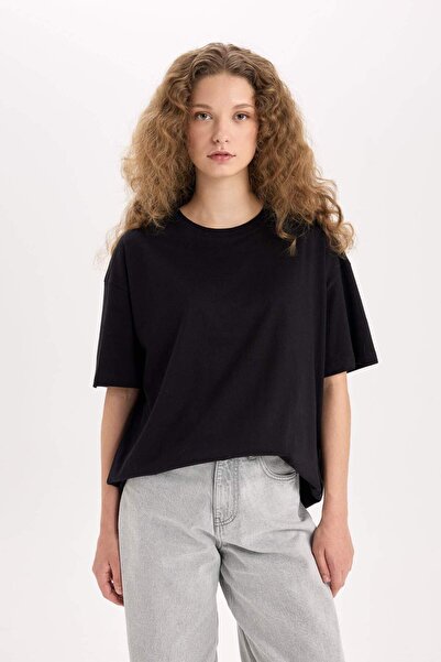 DeFacto Oversize Fit Kısa Kollu Basic %100 Pamuk Tişört V4136AZ22SP