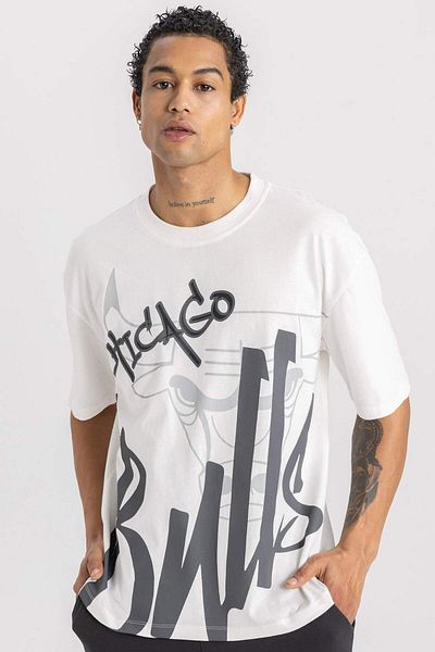 DeFacto Defactofit Nba Chicago Bulls Boxy Fit Crew Neck T-Shirt W6349Az22Sp