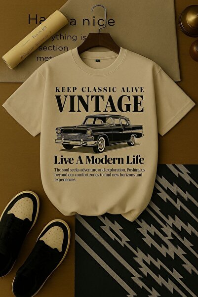 BENROMA Tricou unisex oversize cu imprimeu vintage