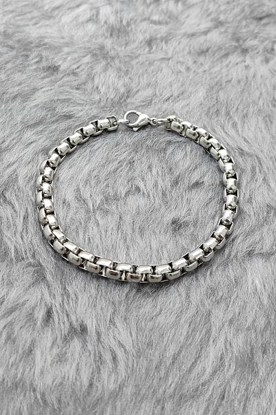 Chavin 6 Mm. 21 Cm. Gray Steel Men's Bracelet Er33-6