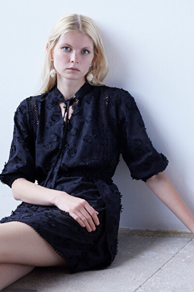 By Mare Style Abella Dress - Black Organic Cotton Laced Mini Dress