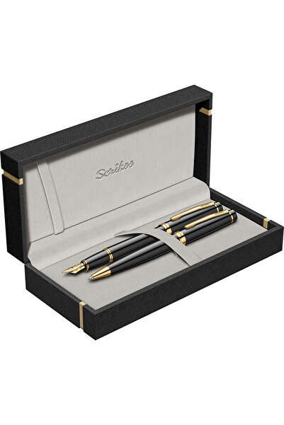 Scrikss WizDesign 38 DOLMA KALEM + TÜKENMEZKALEM SET SİYAH ALTIN (ÖMÜR BOYU GARANTİLİ-KUTULU-KİŞİYE ÖZEL)