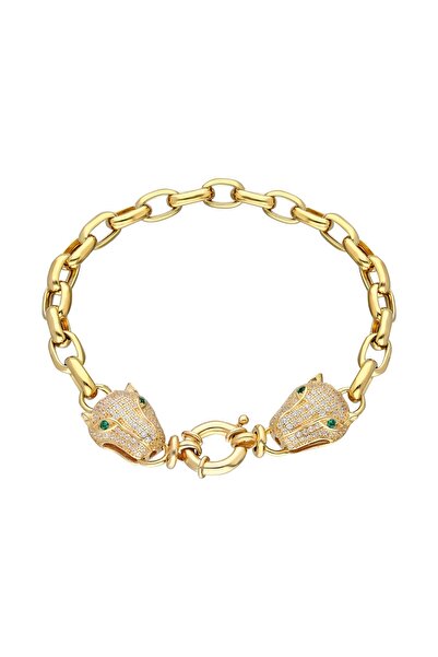 Chavin Hallow Altın Modeli Mikron Kaplama Aslan Gümüş Kadın Bileklik eh33sr