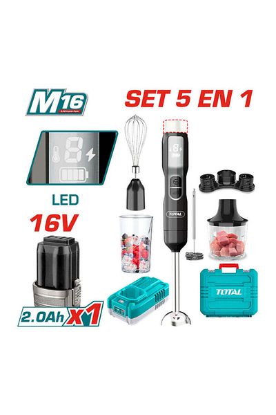 TOTAL Cordless Hand Blender 100W, 5 Speed Control, 5 in 1