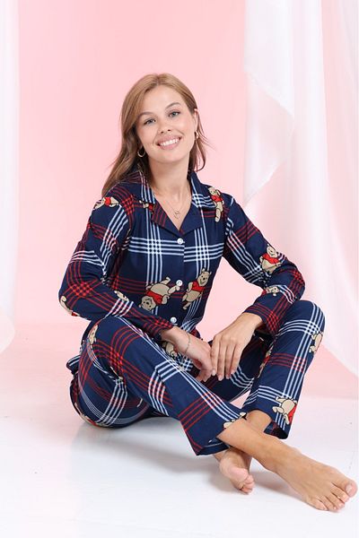 MEBA Winter Suede Velvet Women's Pajama Set - Buttoned Front