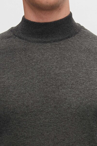 D'S Damat Ds Damat Regular Fit Antrasit Pamuk Karışımlı Yarım Balıkçı Triko Kazak