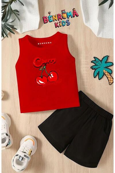 BENROMA CHERY BASKILI ŞORT TİŞÖRT UNİSEX ÇOCUK TAKIMI