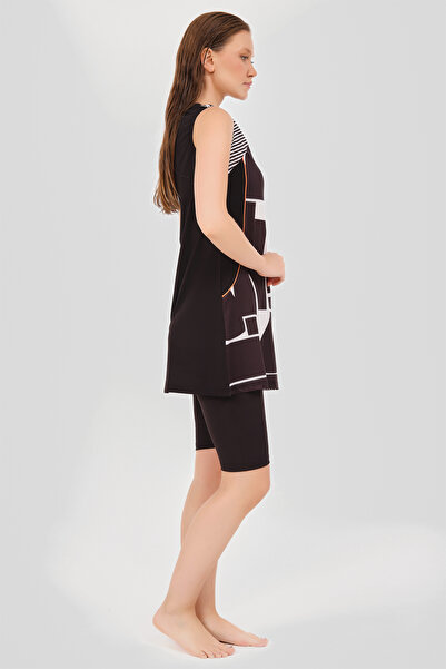 ALFASA 24803-24 Black Half Closed Sleeveless Pool Swimsuit