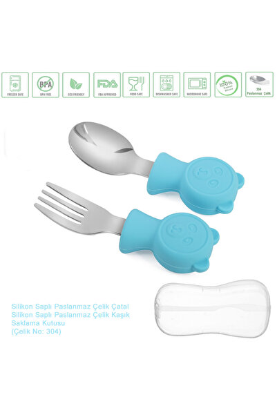 jojobebek Premium Çocuk BPA Free Kaliteli Silikon Saplı Paslanmaz Çelik Uçlu ...