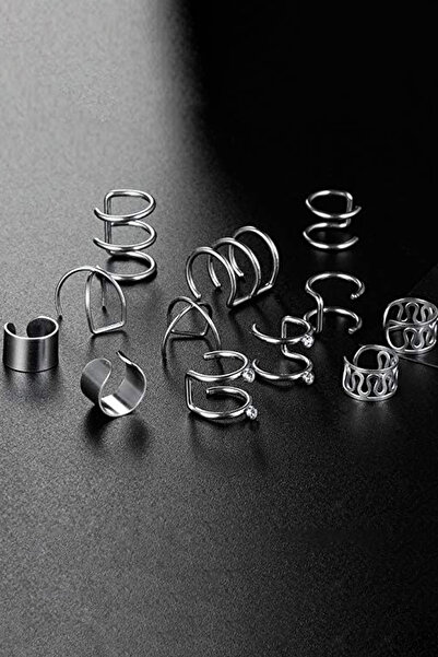 Chavin Gray Steel 6 Sets of Pinch Women's Earrings Eb66By