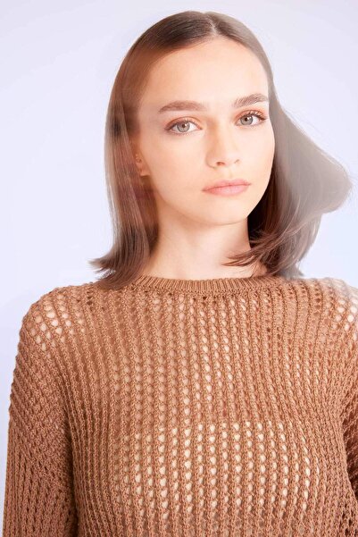 DeFacto Relax Fit  Örgü Detaylı Crop Triko Kazak