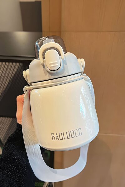 Weather Forecast 304 L Steel White 650 ml Flask Water Bottle with Strap and Straw Gin469By