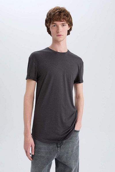DeFacto Long Muscle Fit Crew Neck Basic Short Sleeve T-Shirt N2104Az21Sm