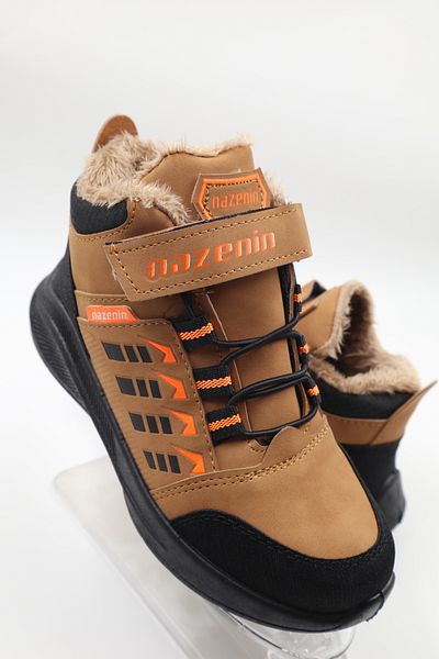 nazenintasarımlar Boy's Woolen Yellow Black Daily Boots