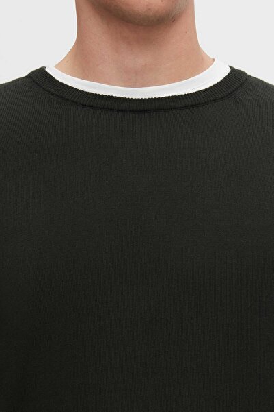 D'S Damat Ds Damat Regular Fit Khaki Anti-Pilling Crew Neck Sweater