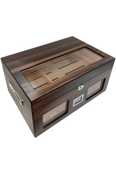 Falconetti Kahverengi 2 Katlı Camlı Dijital Humidor Puro Kutusu rc59kh