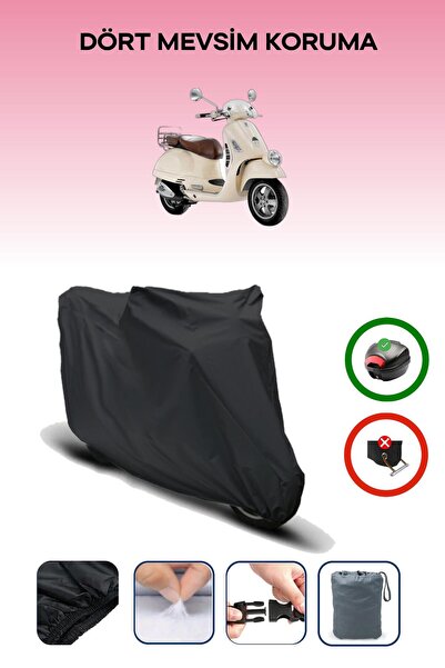 Breen حقيبة خلفية من القماش المشمع للدراجات النارية باللون الأسود Vespa GT 20...