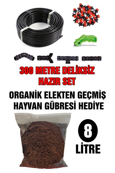 ELTAR 300 Metre Deliksiz Düz Damla Sulama Sistemi Ve Ek Parçaları Damlama Bor...