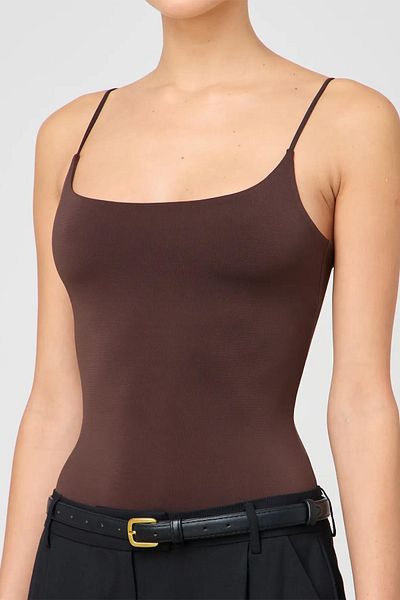 Madmext Brown Adjustable Strap Women's Tank Top Mg2527