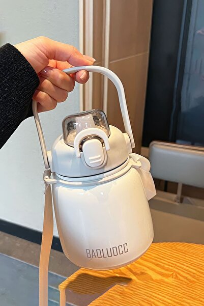 Weather Forecast 304 L Steel White 650 ml Flask Water Bottle with Strap and Straw Gin469By