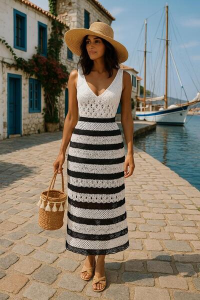 tofan Πλεκτό Καλοκαιρινό Φόρεμα Παραλίας