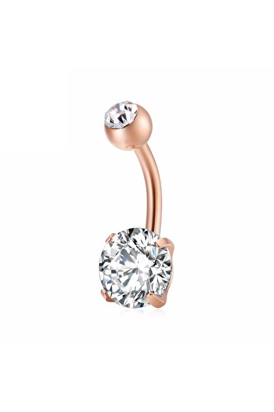 Chavin Beyaz Taşlı Rose Çelik Göbek Piercing dt91rs