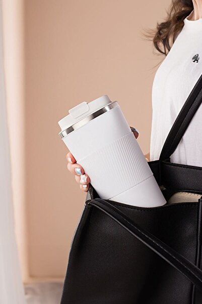 Weather Forecast 304 L Lockable Steel Mat White 510 ml Coffee Thermos Mug cin405by